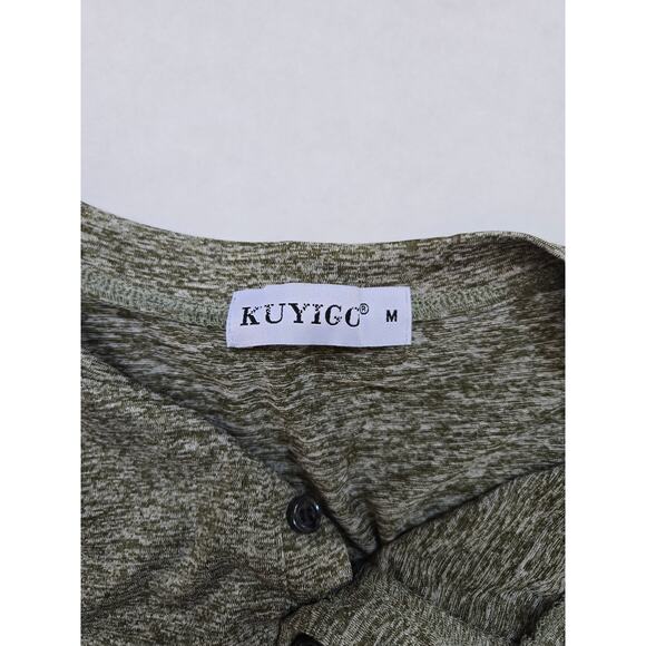 Mens Gray Kuyigo T Shirt Buttoned Sz M - Picture 3 of 3